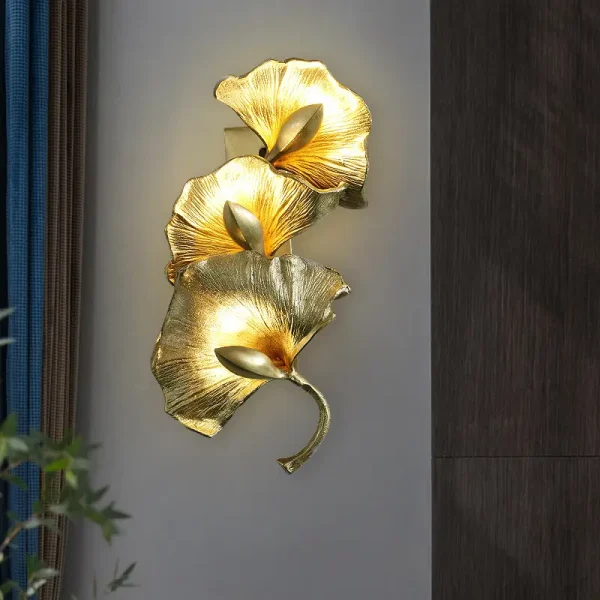 Brass Ginkgo Leaf Wall Lamp