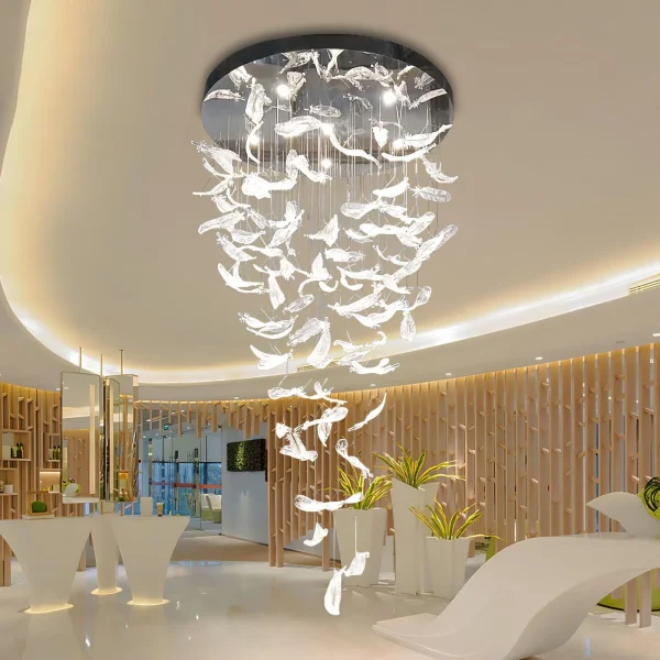 Glass Feather Chandelier