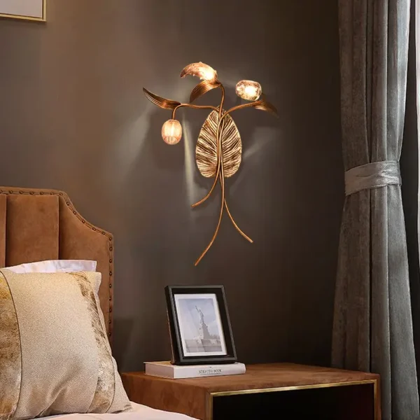 Golden Leaf Branch Wall Sconce