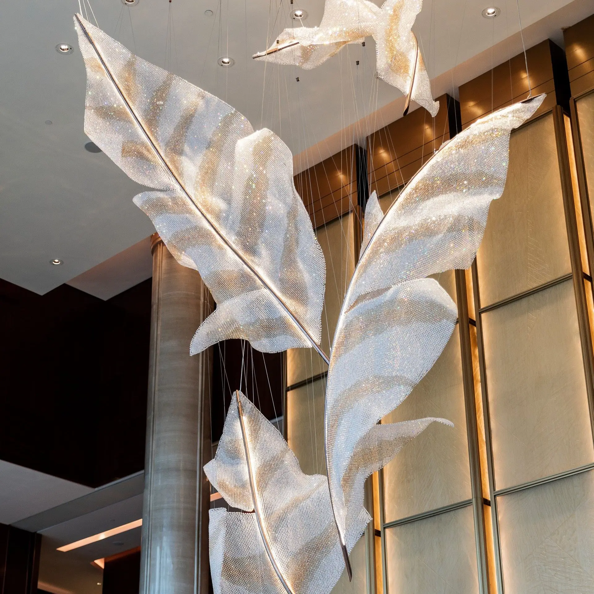 Large Crystal Leaf Chandelier