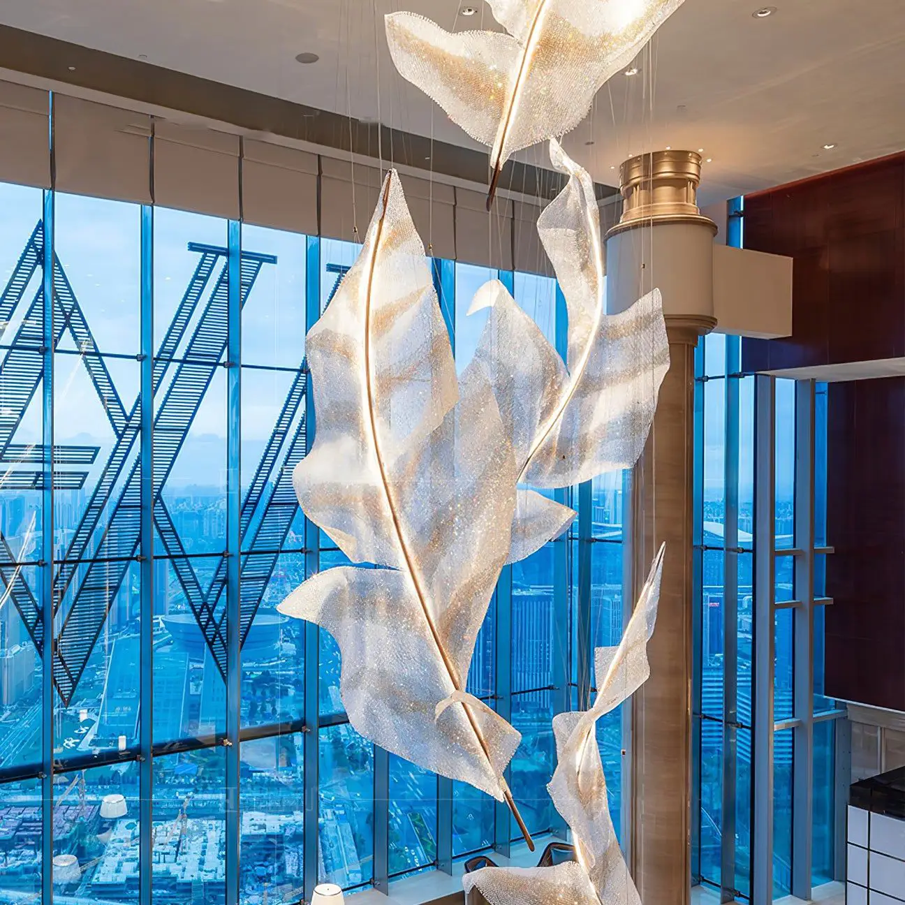 Large Crystal Leaf Chandelier - Image 3